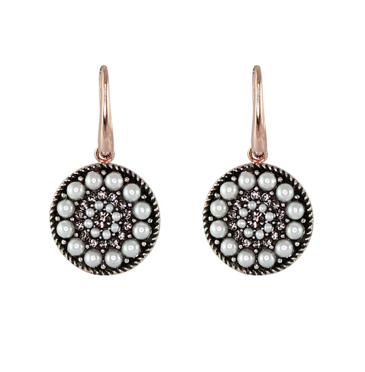 Italian Pearl & Crystal Round Earrings