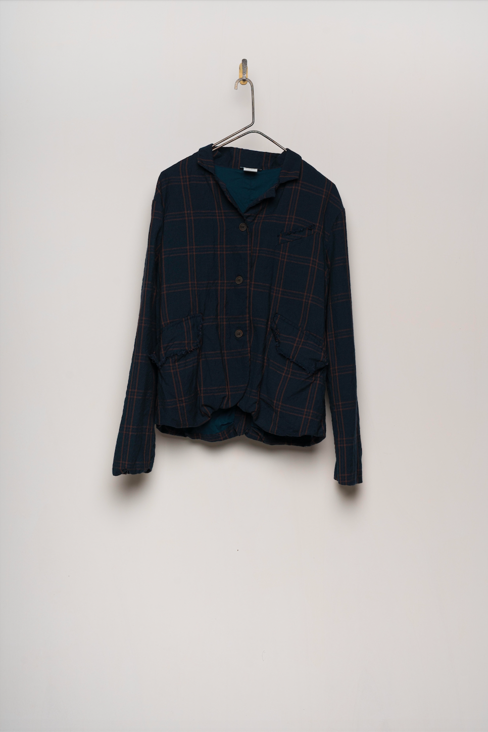 Aequamente Button Up Jacket - Navy/Brown Check