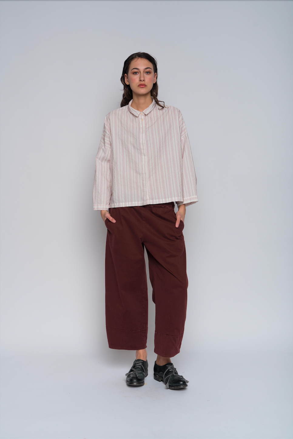 Aequamente Button Up Shirt - Red/White Stripe