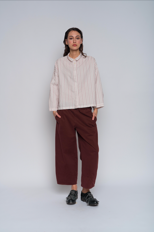 Aequamente Button Up Shirt - Red/White Stripe