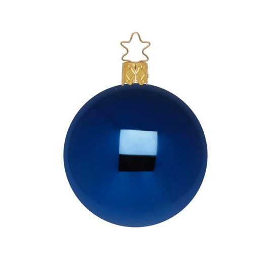 German Glass Christmas Bauble - Shiny Midnight Blue - Medium