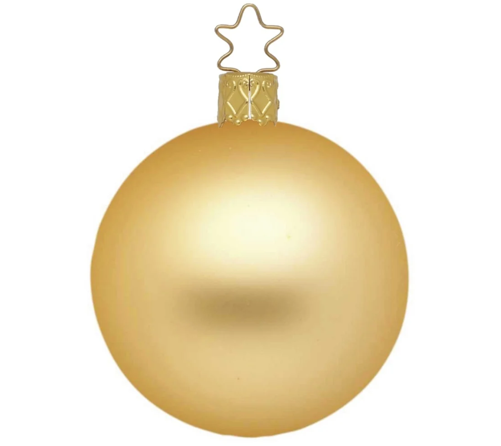 German Glass Christmas Bauble - Matt Gold - Large