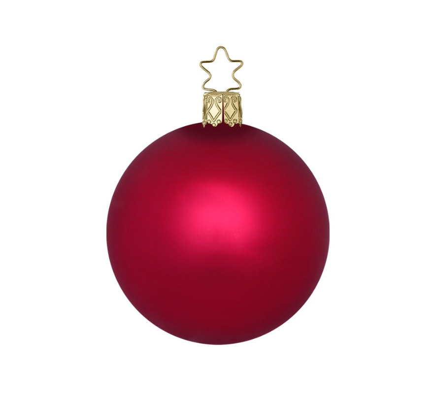 German Glass Christmas Bauble - Matt Dahlia Red - Medium