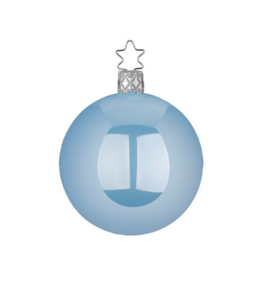 German Glass Christmas Bauble - Pearl Azure Blue - Medium