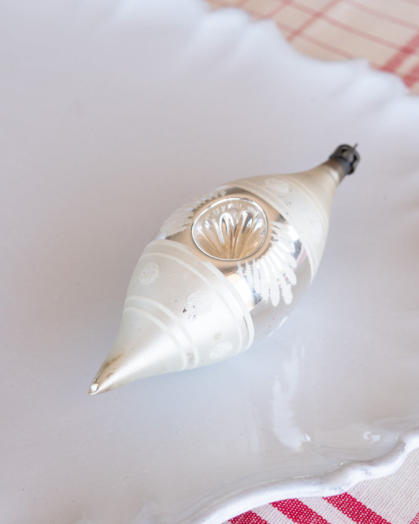 Vintage European Ornament - Pearl Silver Indent