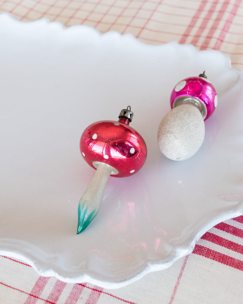 Vintage European Ornament - Mushrooms IV - Pink