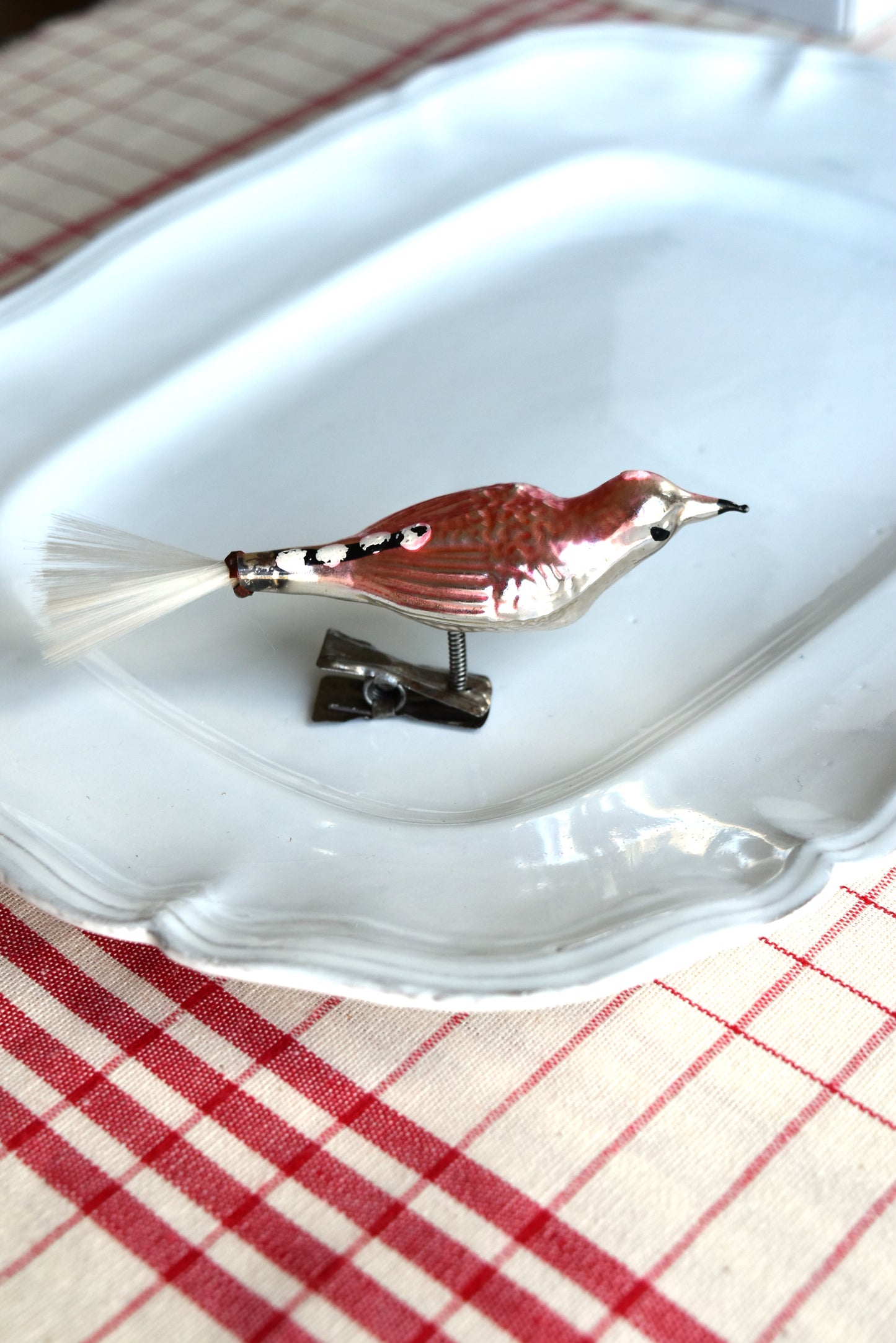 Vintage European Ornament - Pink Bird