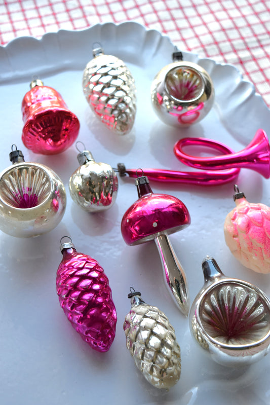 Vintage European Ornament Set - Pink I