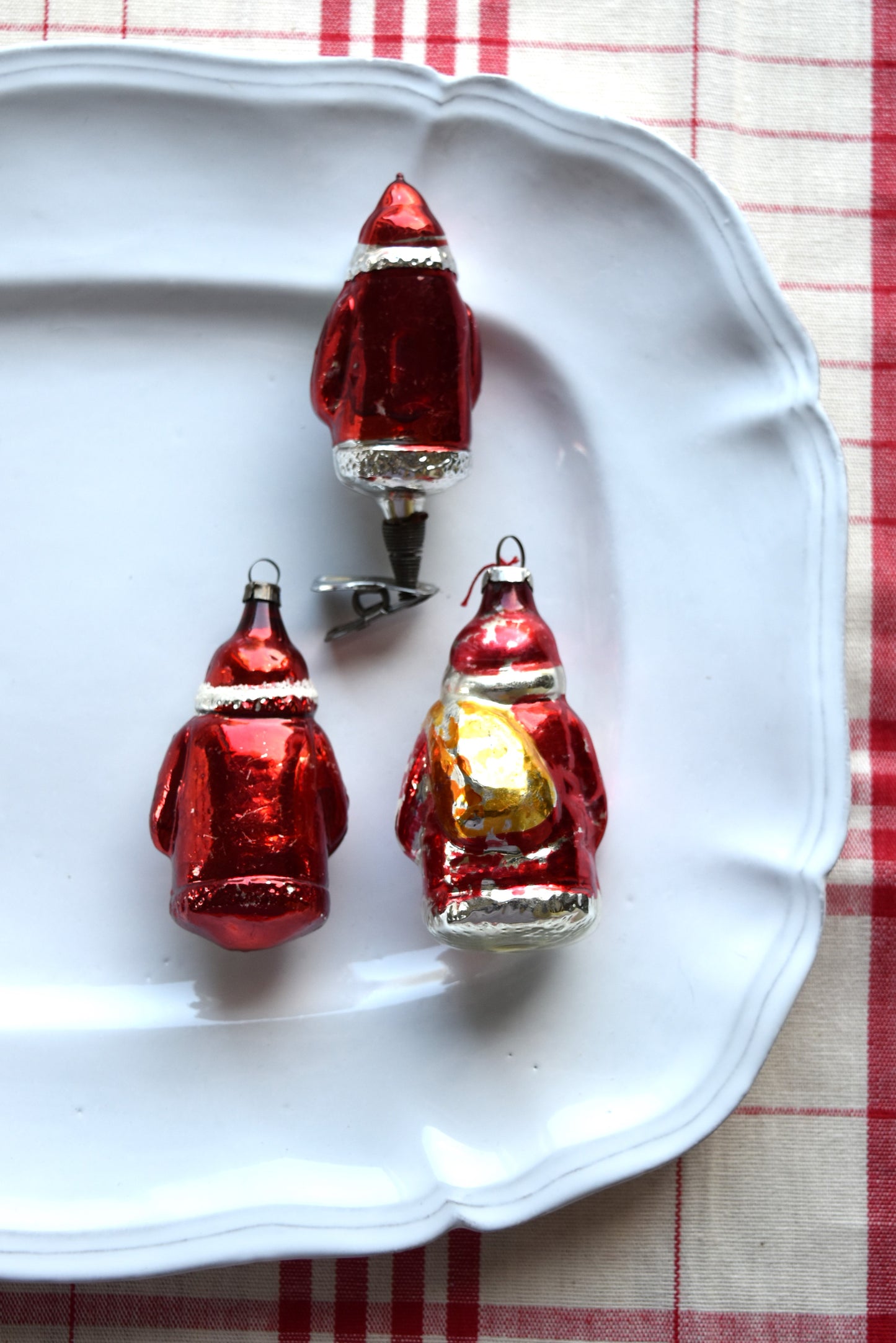 Vintage European Ornaments - Red Santas I