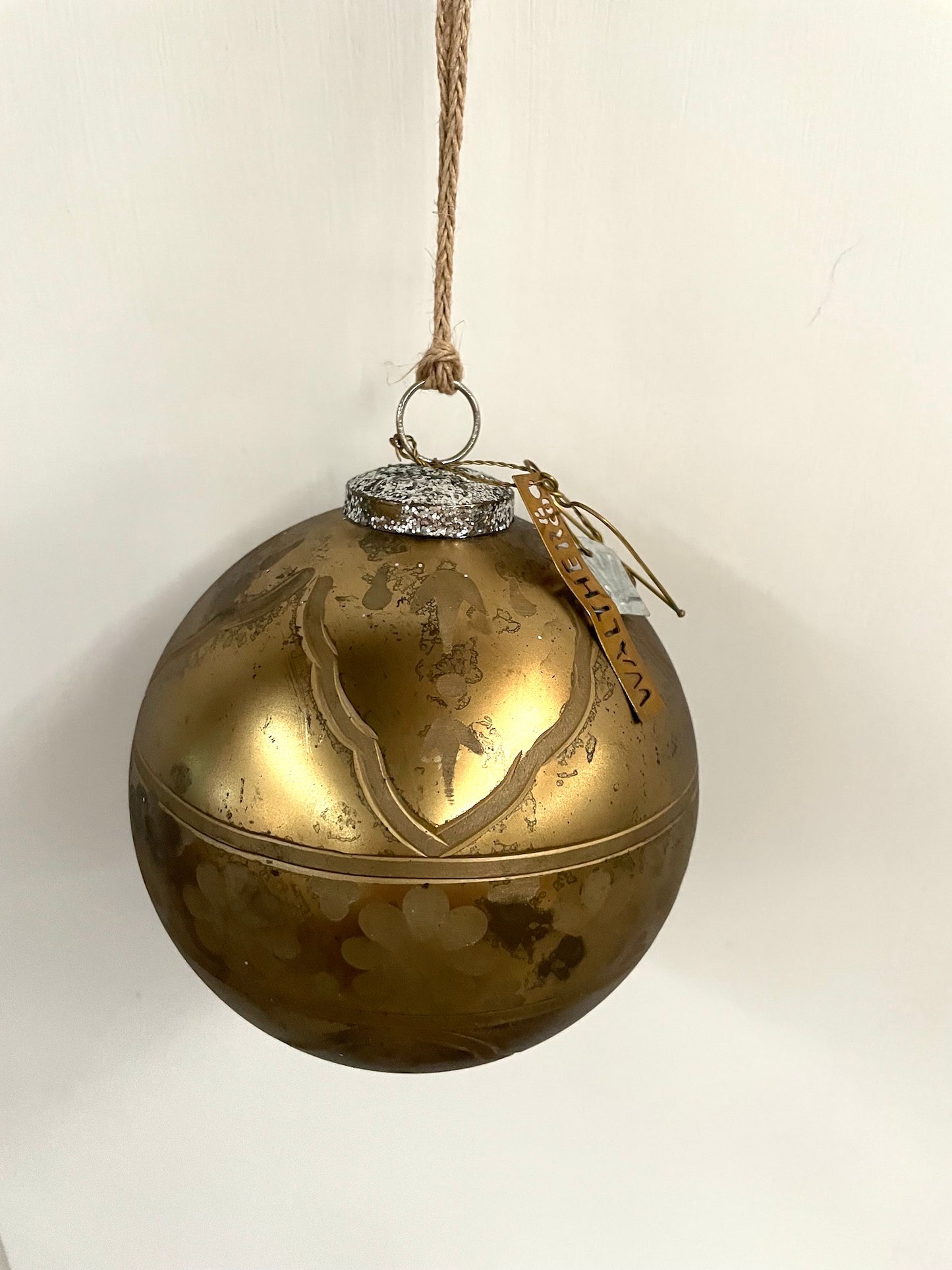 Walther & Co. Christmas Etched Gold Glass Ball