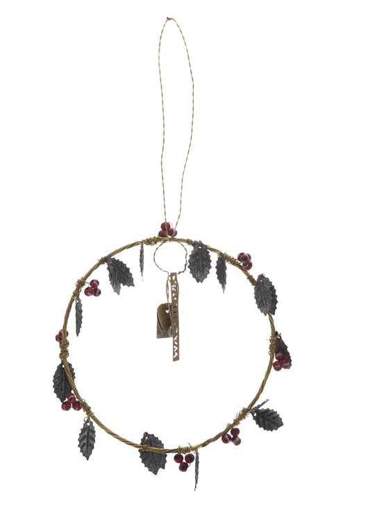 Walther & Co. Small Holly Wreath Ornament