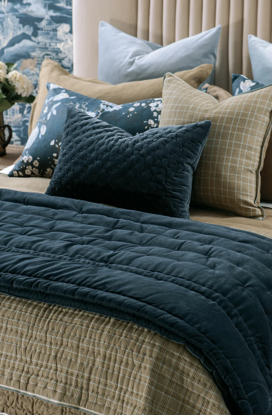 Bianca Lorenne 'Prussian Blue' Velvet Cushion