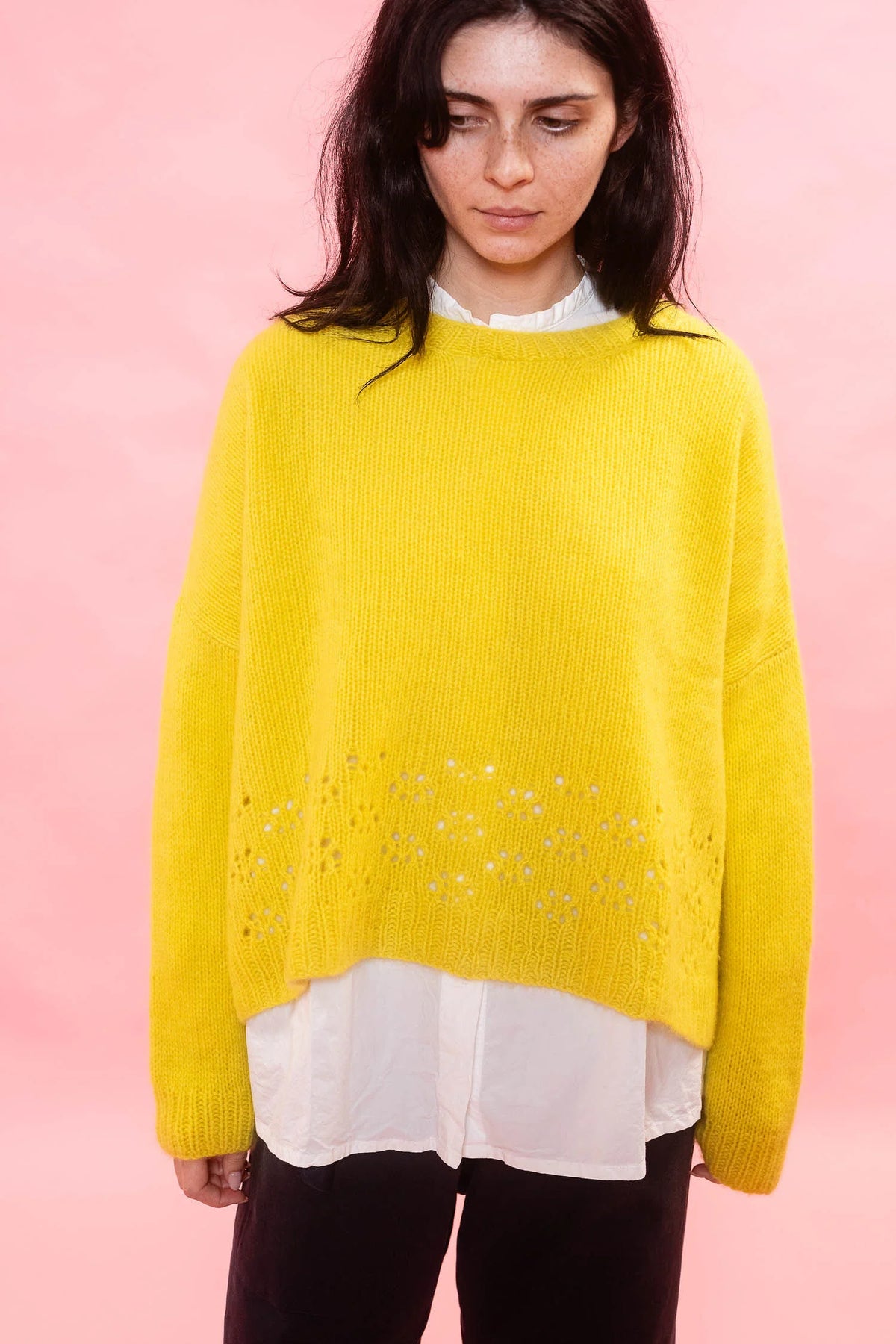 Sula Lacey Cashmere Sweater - Lemon