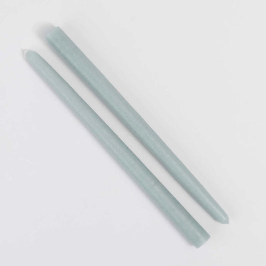 French Coloured Pair Of Candlesticks - Celadon Blue