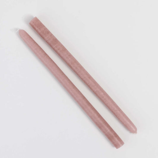 French Coloured Pair Of Candlesticks - Powder Pink