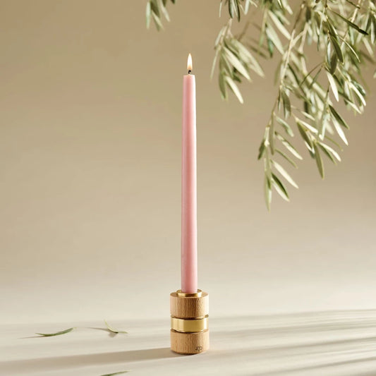 French Coloured Pair Of Candlesticks - Powder Pink