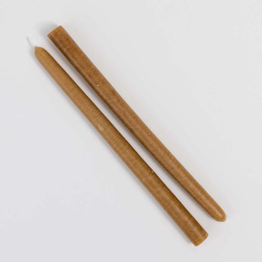 French Coloured Pair Of Candlesticks - Tobacco