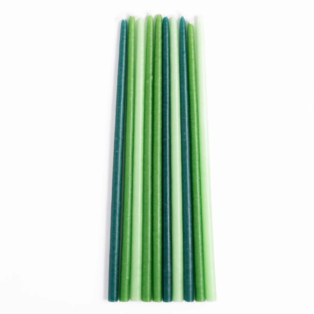 French Coloured Fine Candlesticks Set Of 10 - Green