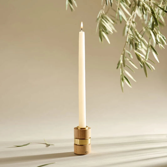 French Coloured Pair Of Candlesticks - Ecru