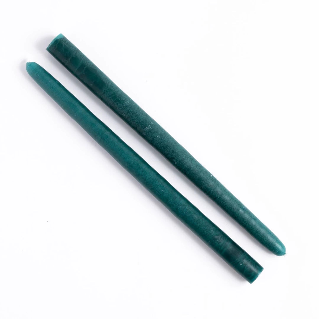 French Coloured Pair Of Candlesticks - Malachite
