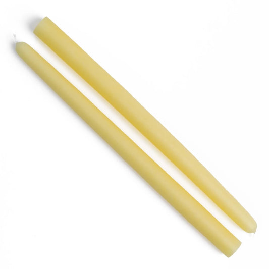 French Coloured Pair Of Candlesticks - Pastel Yellow