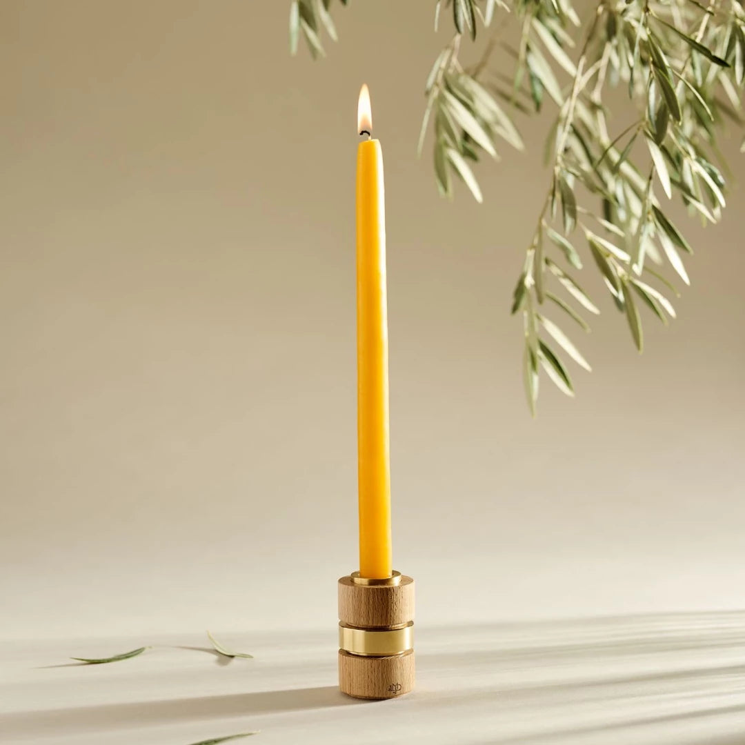 French Coloured Pair Of Candlesticks - Miel
