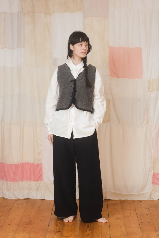 Sula Fluffy Vest With Silk Lining and Ties - Grey LAST ONE Large