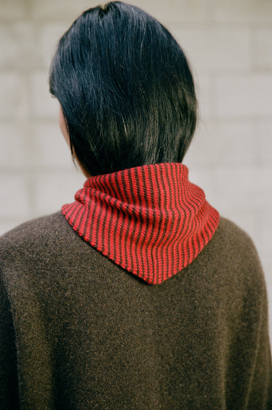 Francie Daisy Scarf Red/Chestnut Stripe