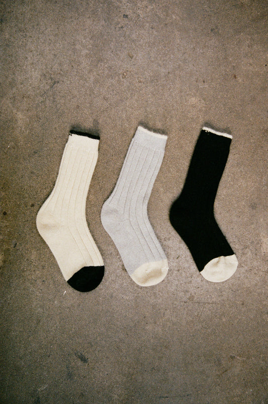 Francie Possum Merino Yin & Yang Socks - Cream