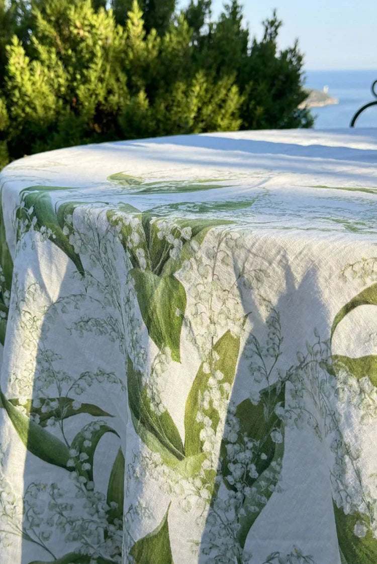 Summerill & Bishop 'Lily Of The Valley' Round Linen Tablecloth