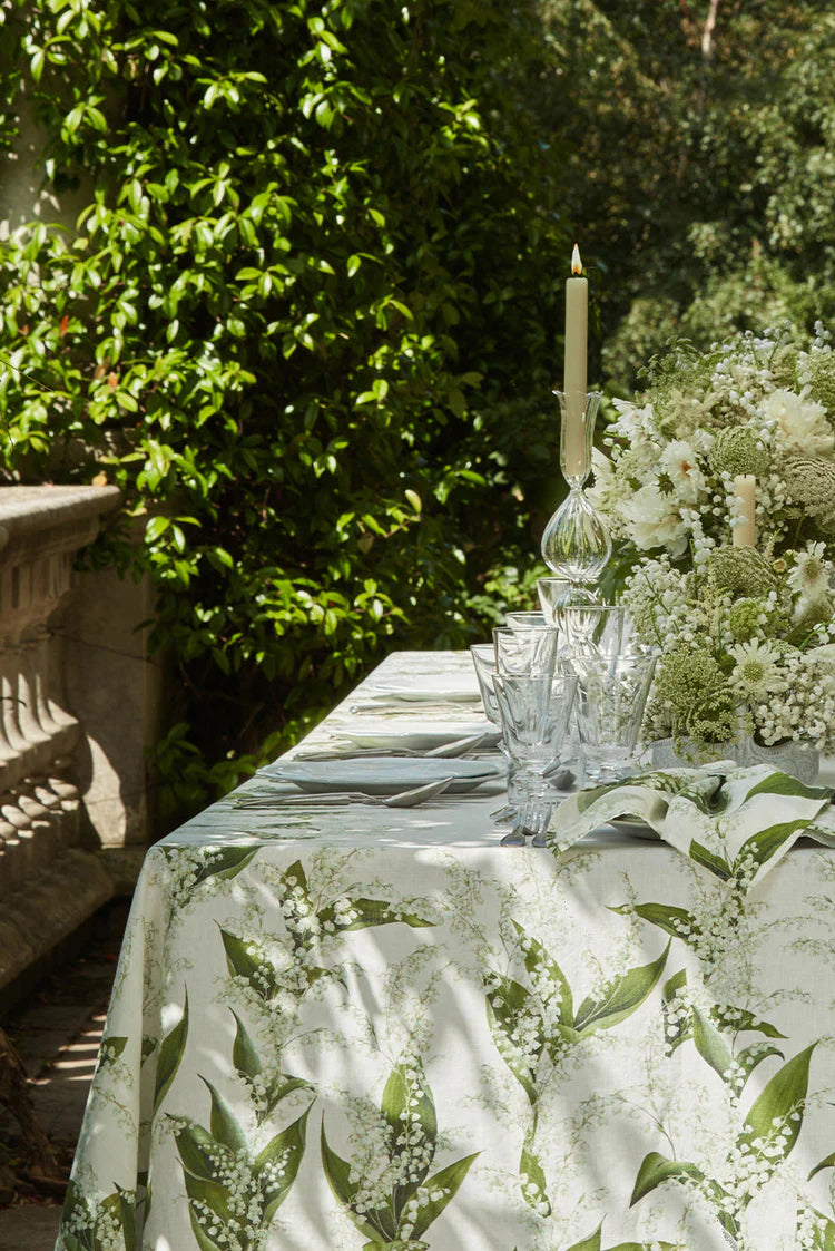 Summerill & Bishop 'Lily of the Valley' Linen Tablecloth - 165cm x 300cm