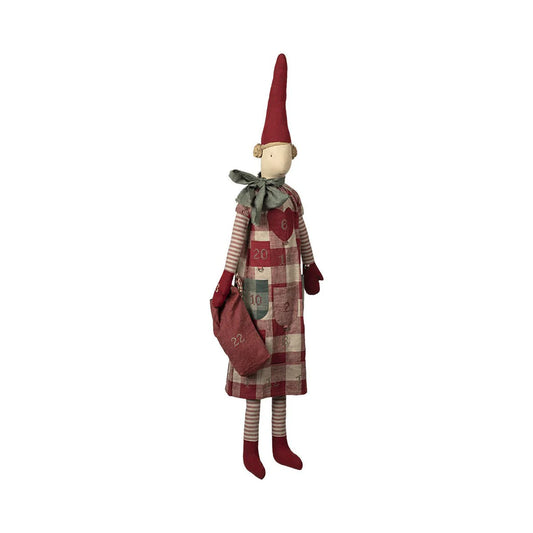 Maileg Christmas Advent Calendar Elf Girl With Gingham Dress
