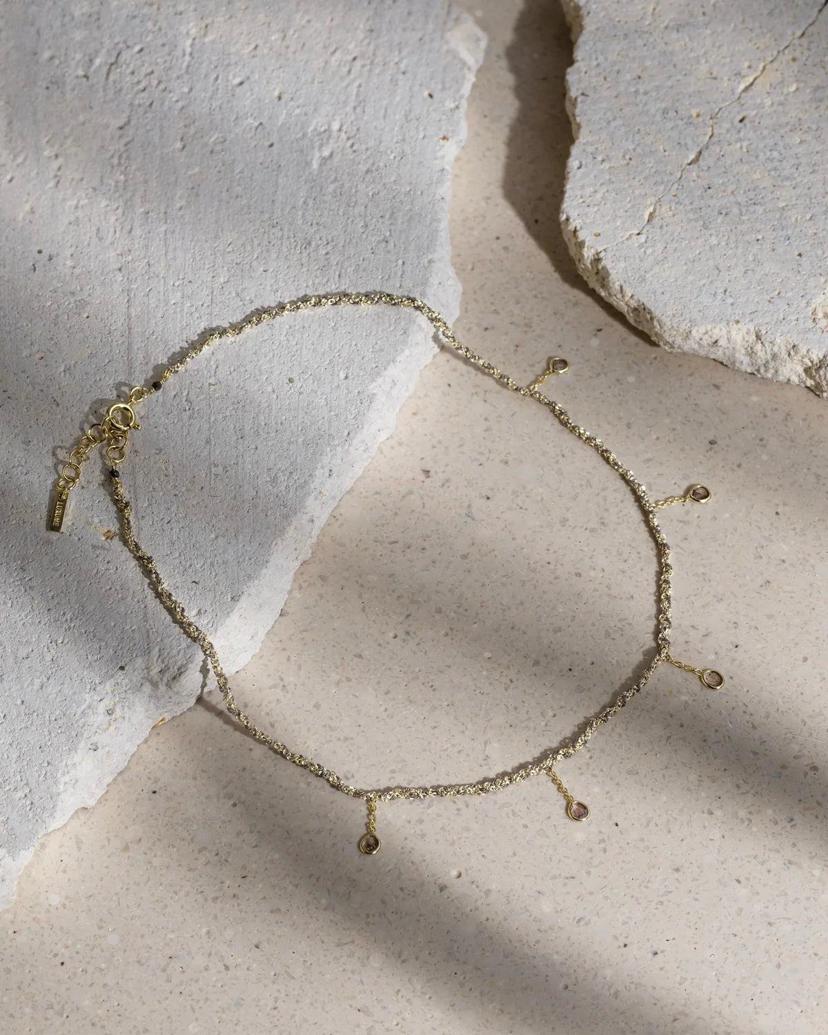 Marie Laure Chamorel Short Gold Necklace With Hanging Crystals