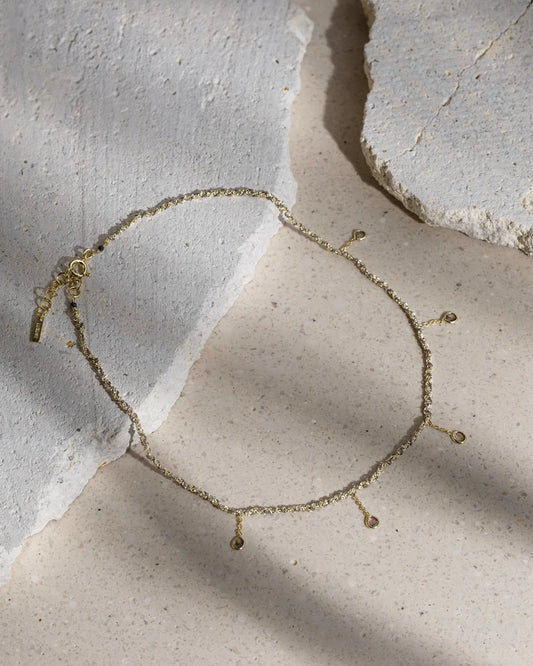 Marie Laure Chamorel Short Gold Necklace With Hanging Crystals