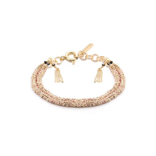 Marie Laure Chamorel Gold & Pink Woven Bracelet