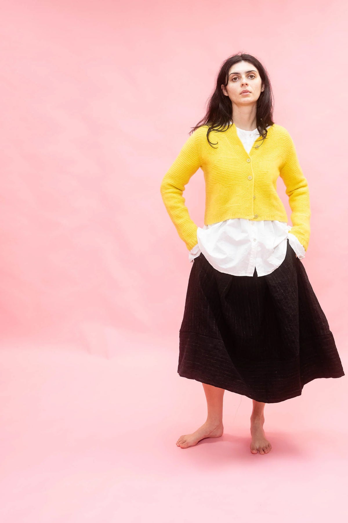 Sula Cashmere Flower Cardi - Lemon
