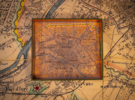 Summerill & Bishop Gold Leaf Paris Map Rectangular Tray