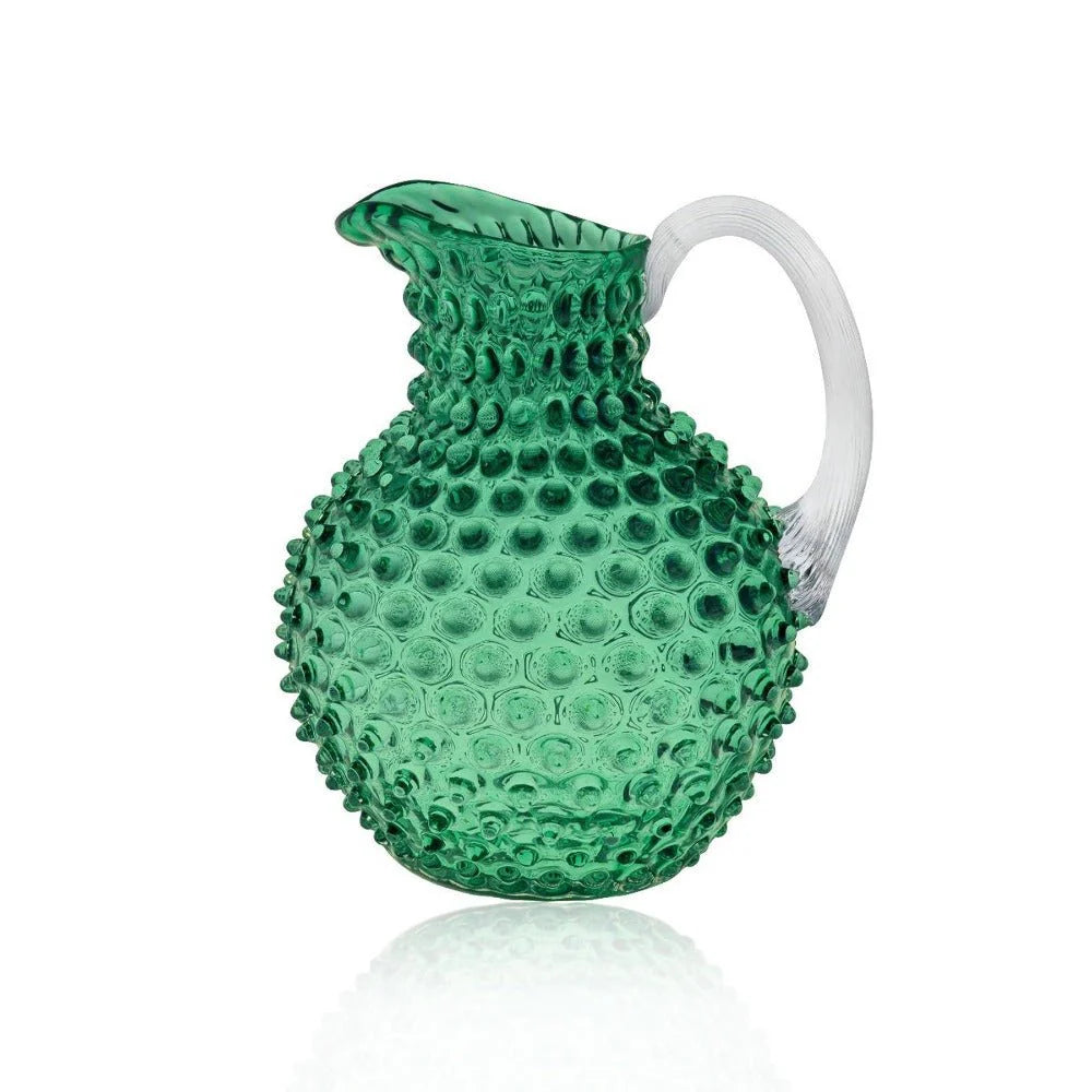 Underlay Dark Green Bohemia Glass Hobnail Pitcher
