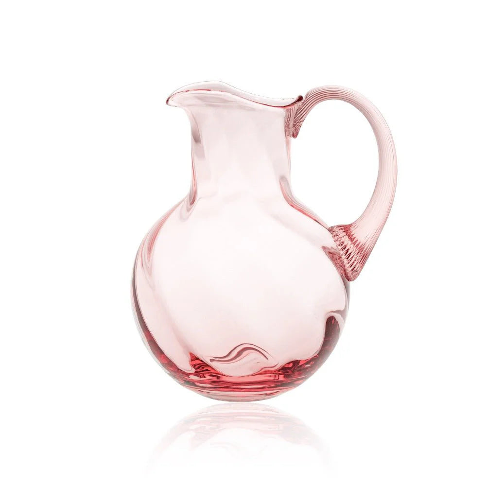Pink Bohemia Swirl Glass Pitcher