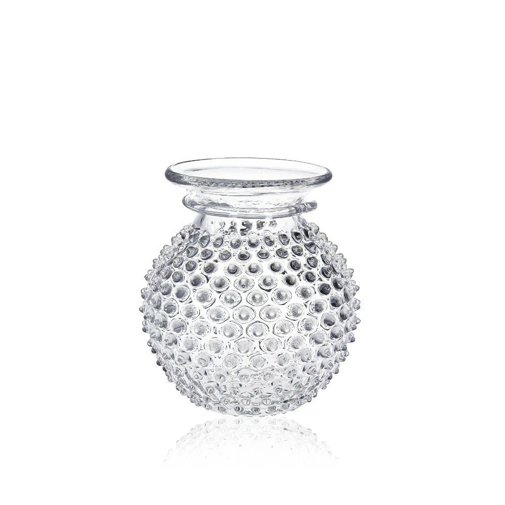 Clear Round Bohemia Glass Hobnail Vase