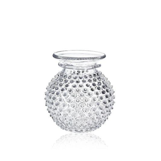 Clear Round Bohemia Glass Hobnail Vase