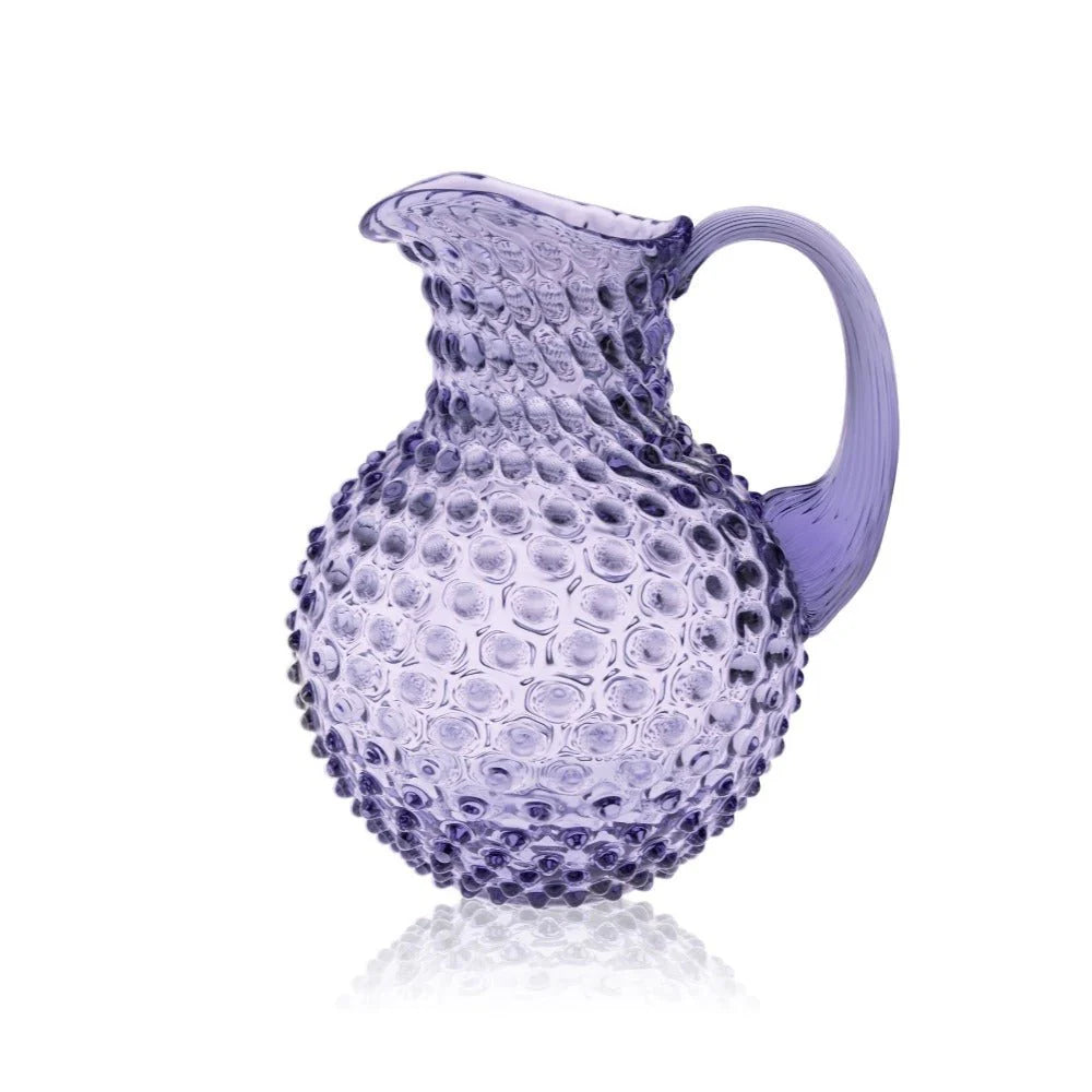 Lavendar Bohemia Glass Hobnail Pitcher