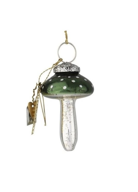 Walther & Co. Small Green & Antique Sliver Glass Mushroom