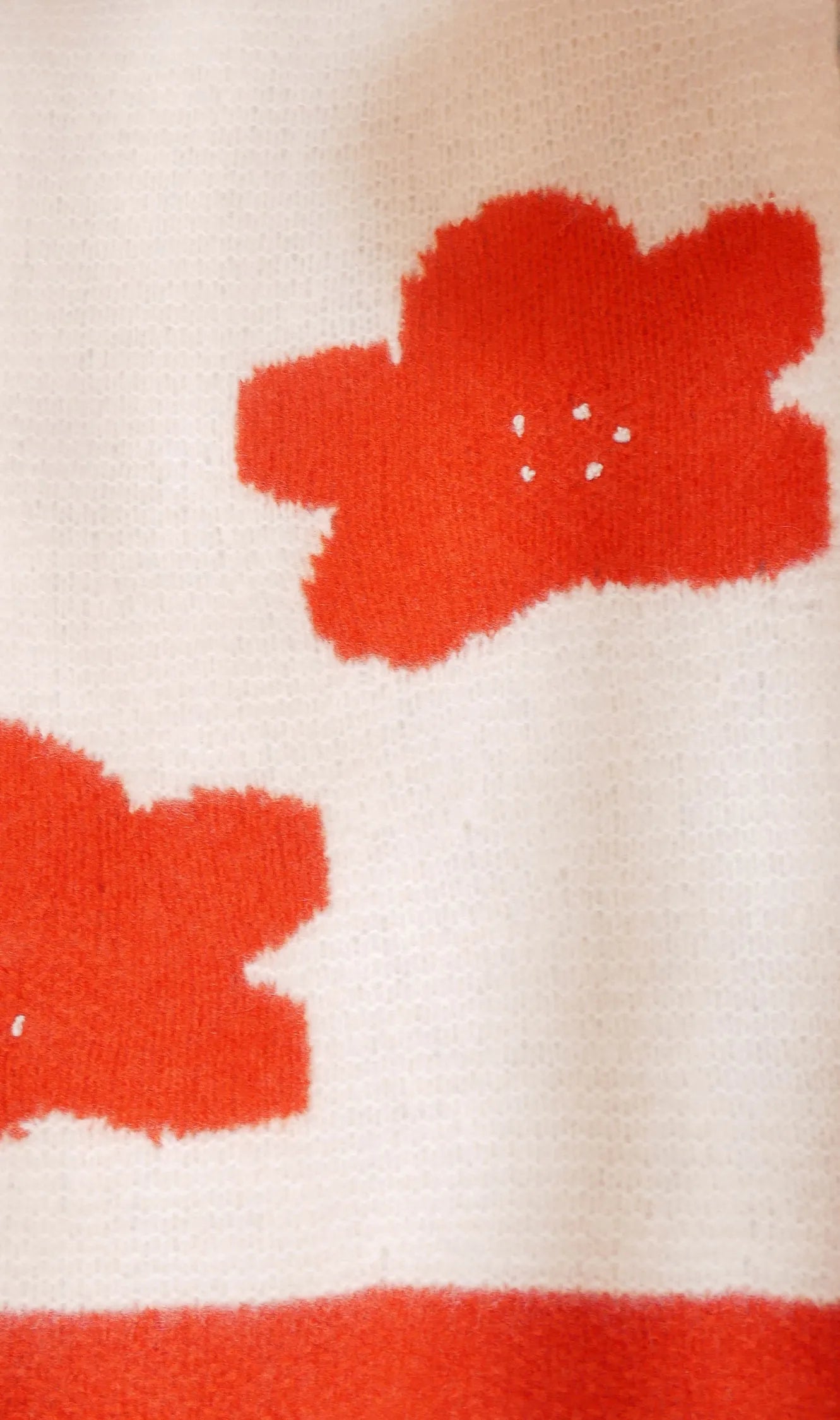 Sula Cashmere Flower Scarf - Red And Cream