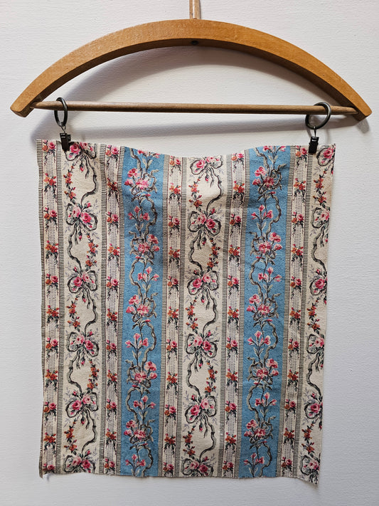 Antique French 'Marie Antoinette' Floral Stripe Cotton Panel