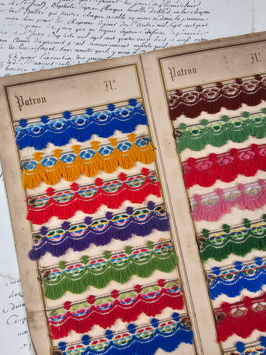 Antique French Wool Braid Sample Card - IV