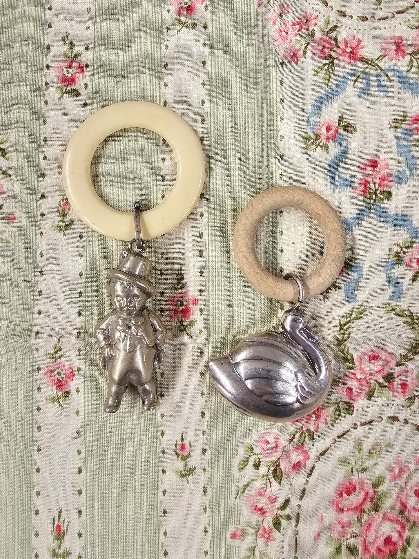 Antique French Silver Baby Bell Rattles