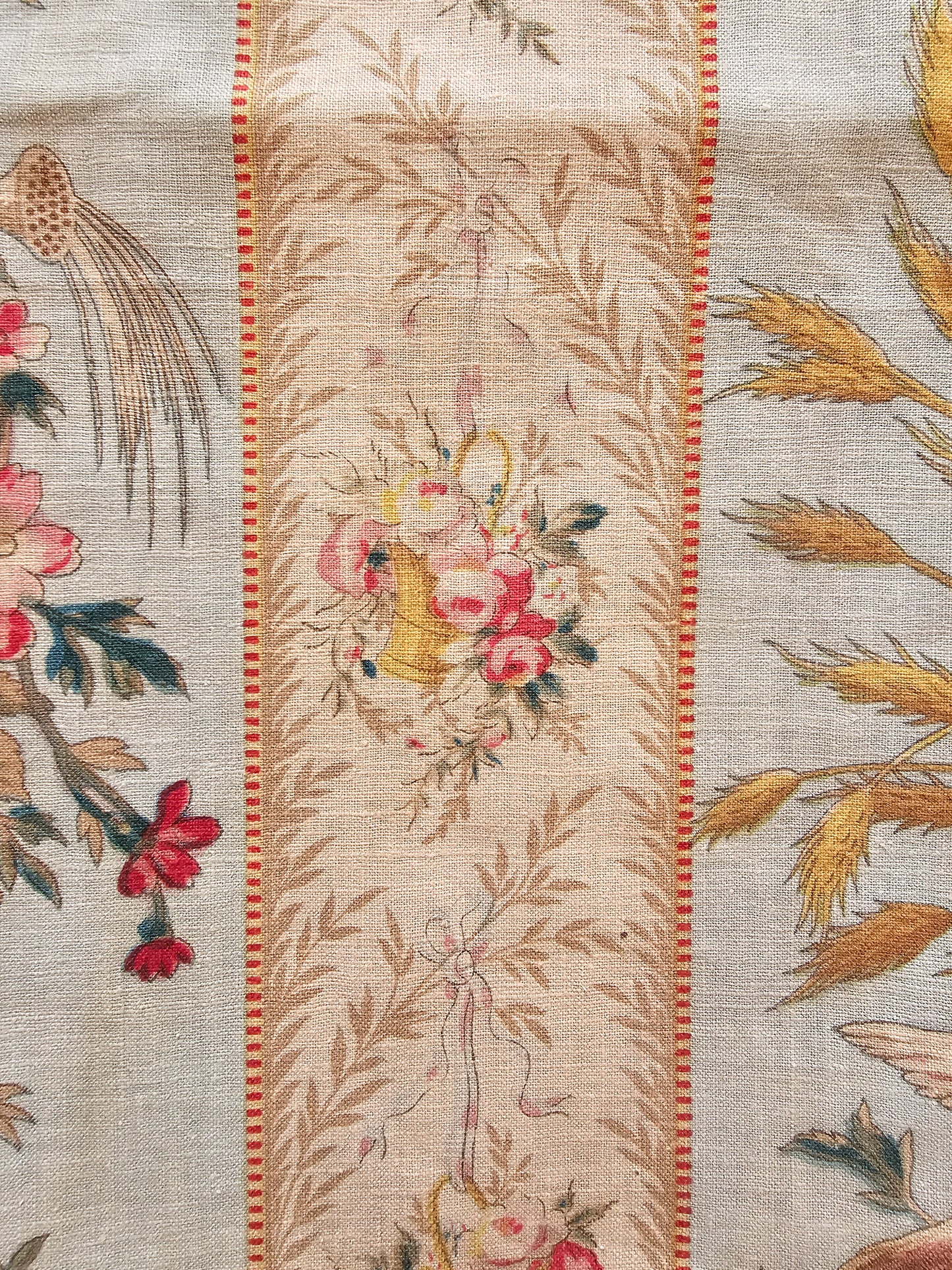 Antique French 'Marie Antoinette' Blue Birds Cotton Panel