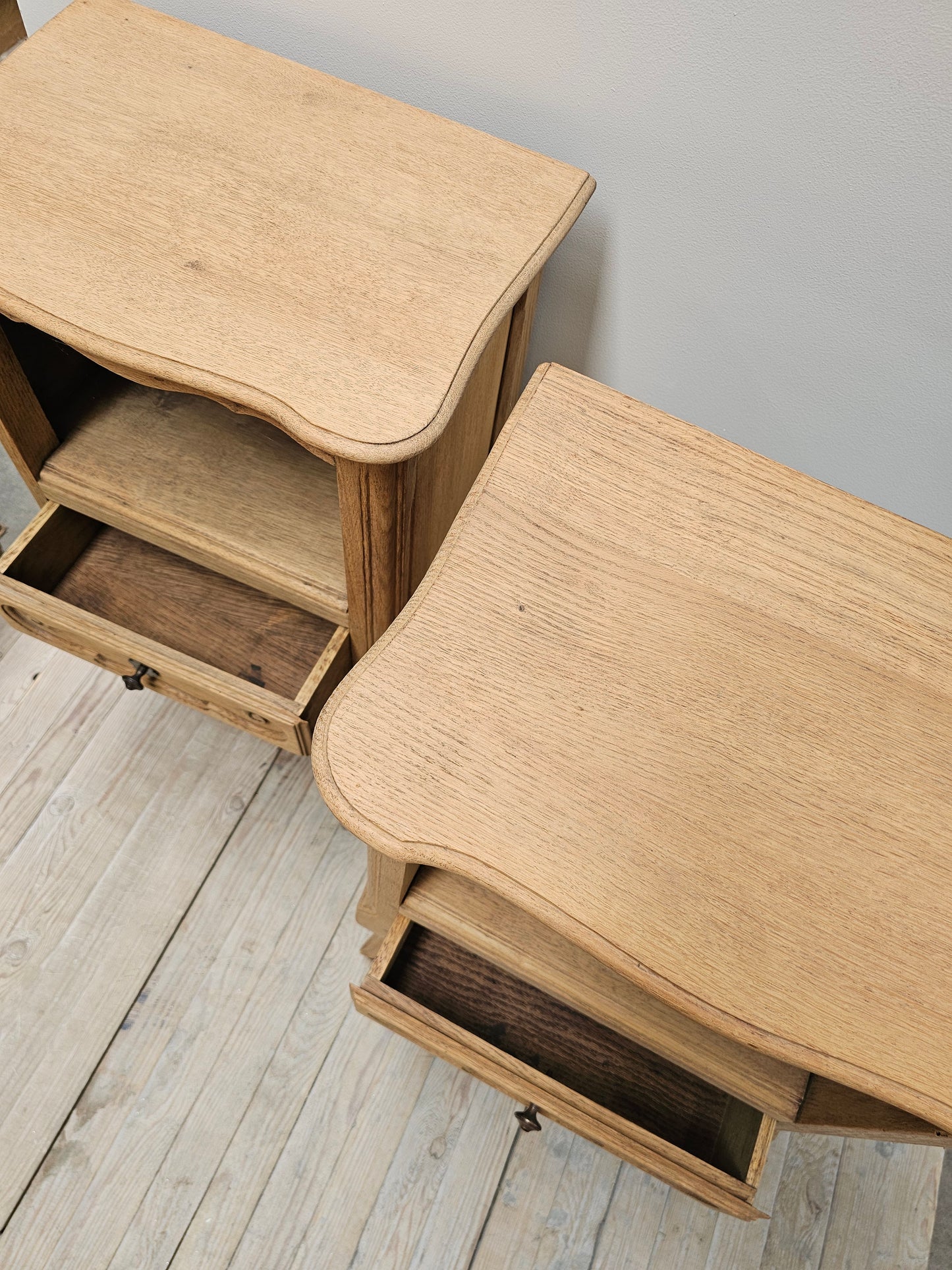 Antique French Pair of Bedside Tables - Raw Finish