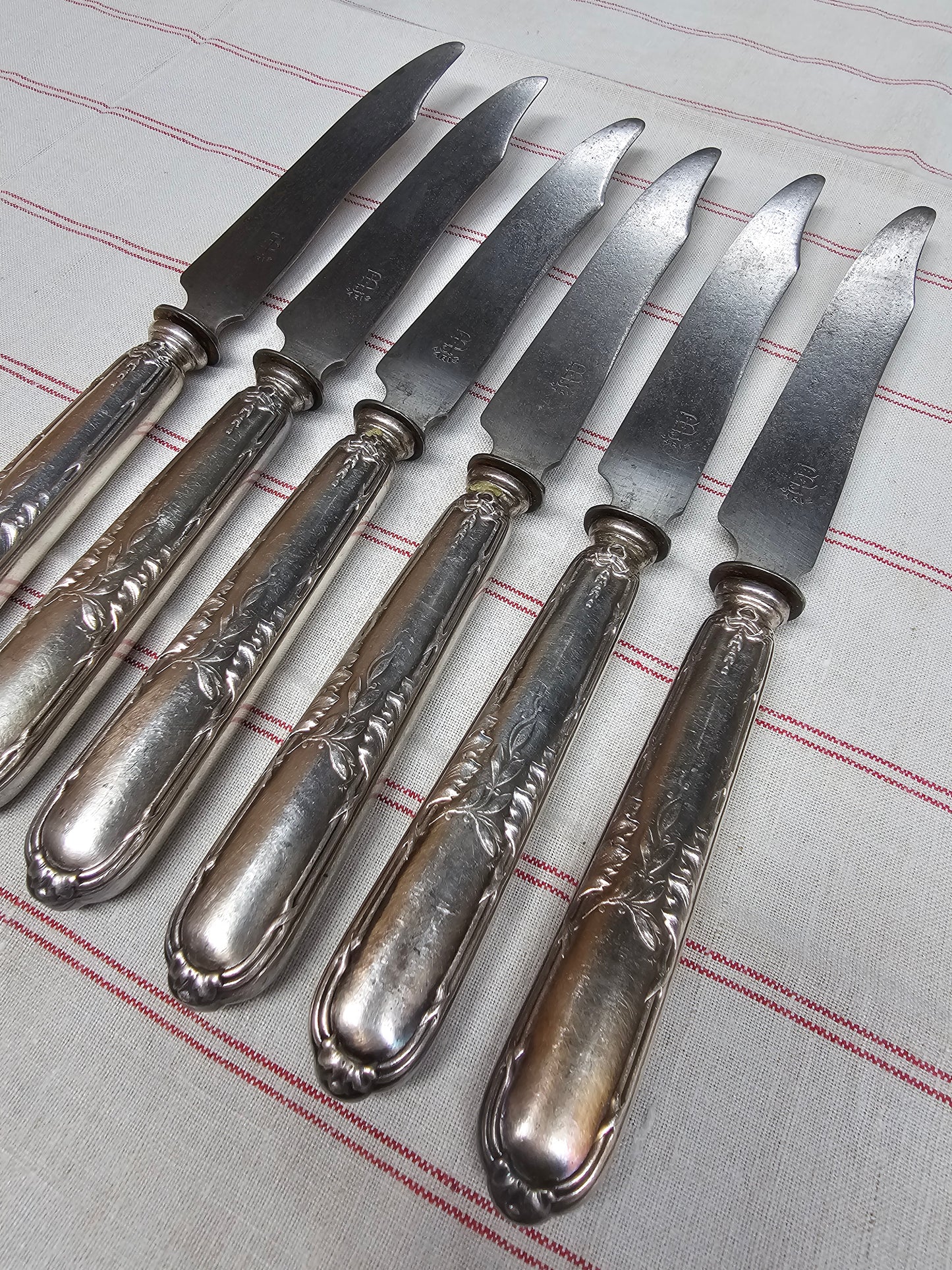 Antique French 'B.J. Paris' Set of 6 Knives